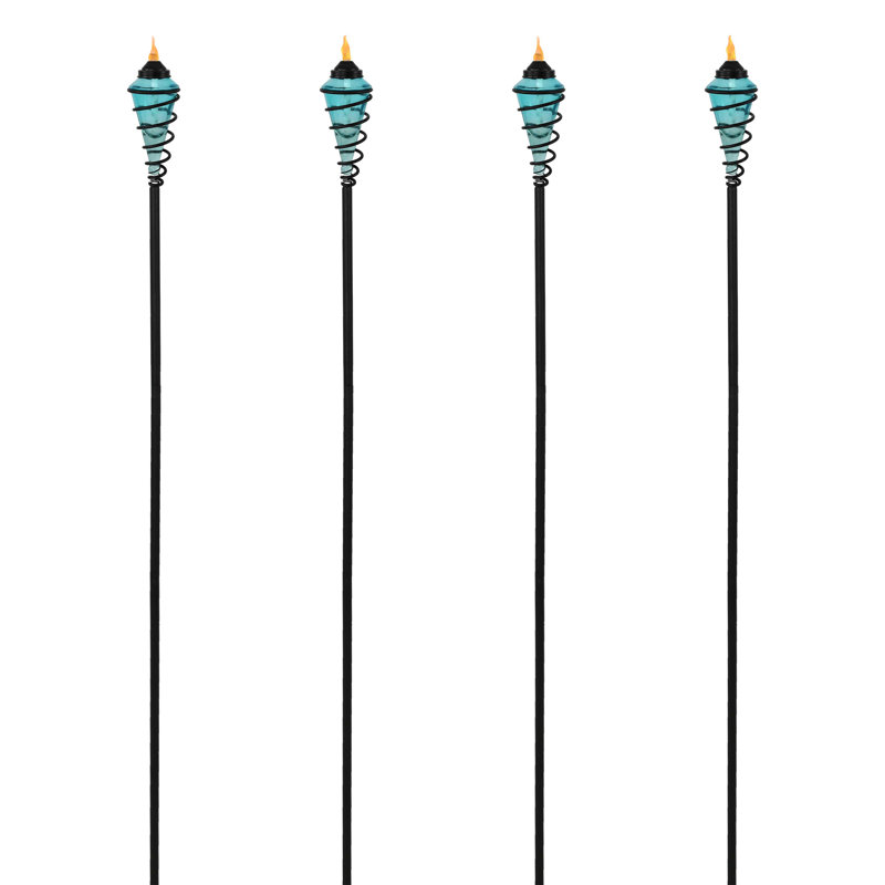 Ensemble de 2 torches de jardin en verre à tourbillon avec hauteur réglable Schofields, Bleu, 2