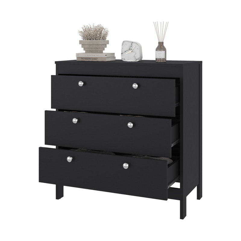 Commode 3 tiroirs Wenge avec rangement fonctionnel, Wengé