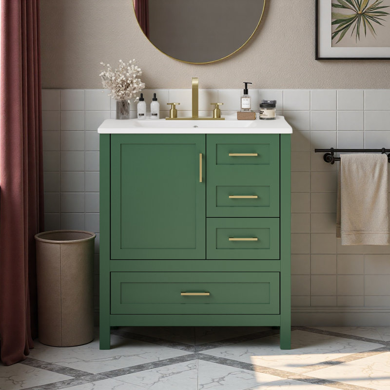 Ensemble de meuble-lavabo 30 po avec lavabo, Vert