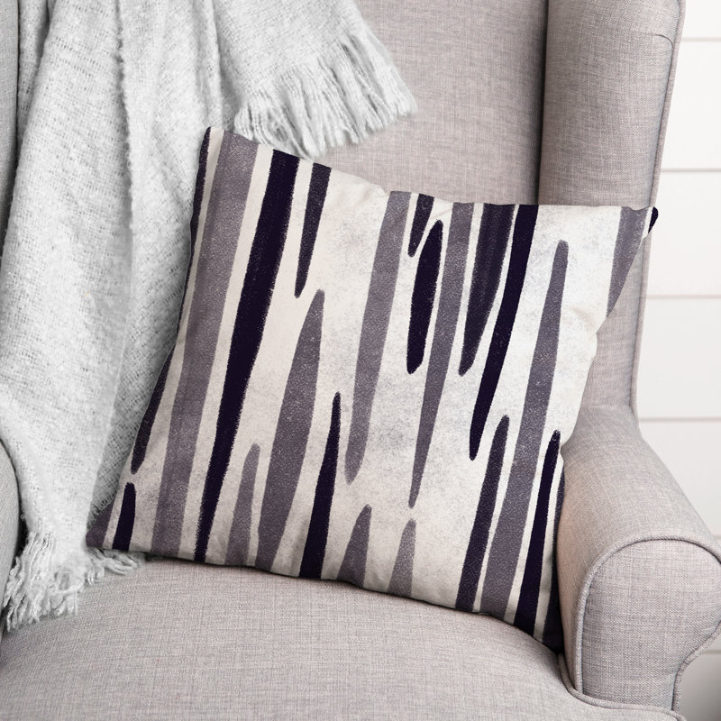 Striped Outdoor Reversible Throw Pillow, Navy
