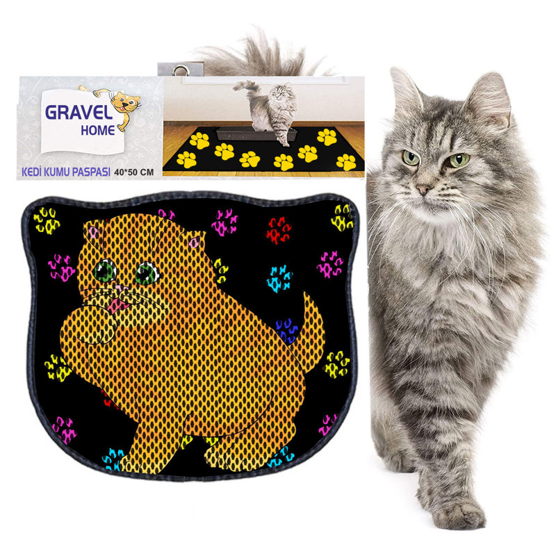 Tapis de litière durable pour chat, 15,7 po x 19,7 po | 50% PVC / 50% polyester, lavable à la machine et passer l'aspirateur | Parfait pour un nettoyage facile, conception antidérapante pour garder votre maison propre et fraîche, idéal pour les propriétaires d'animaux de compagnie