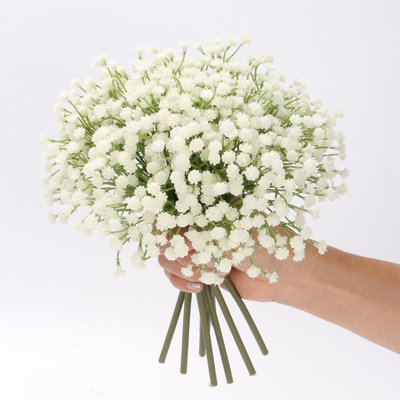 Artificial Baby's Breath Flowers, 10-Pack 30-Piece Faux Gypsophila Bouquet, Cream