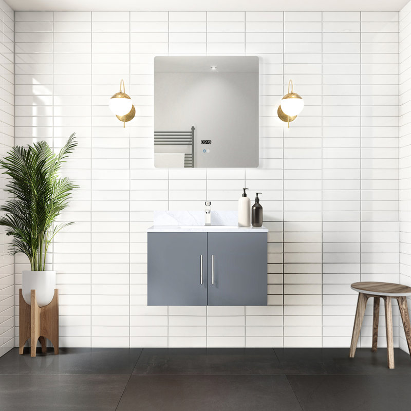 Gris foncé foncé 30 po Meuble-lavabo de salle de bain avec miroir à DEL - Produit généreux entièrement assemblé, Dark Grey