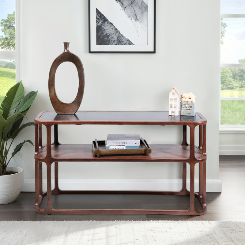 Sagebrook Home 54" Stefan Wood And Marble Console Table, Brown/Black