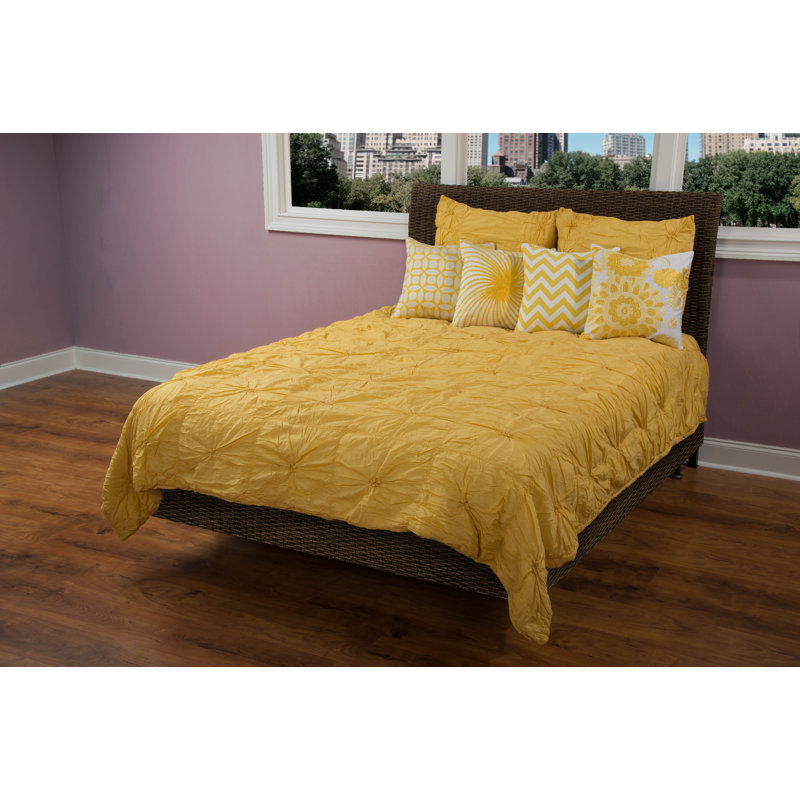 Knots Mid-Century Modern Cotton Quilt, Twin, Yellow