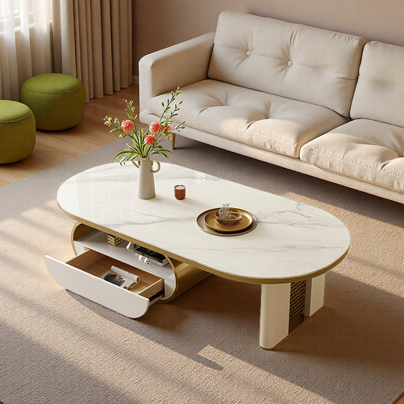 Table basse Modern, H 15,7 po x L 51,2 po x l 27,6 po, Doré