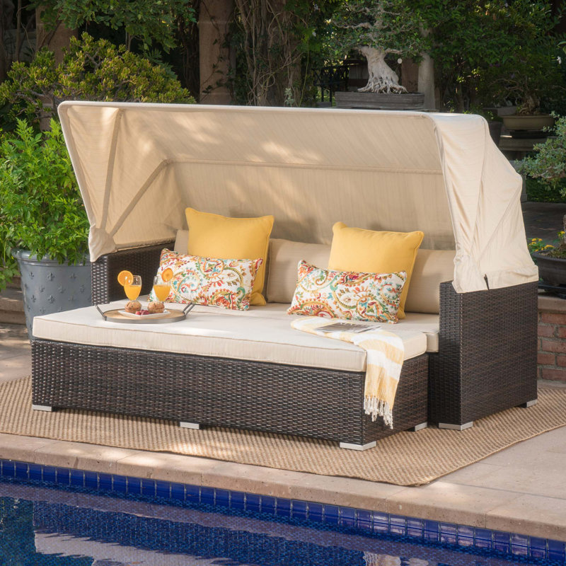 Ensemble de canapé Pario avec auvent, Beige, Dark Brown