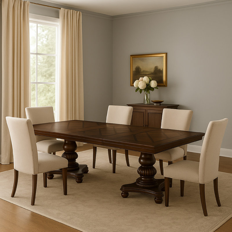 Nannie Extendable Dining Table, Brown Cherry