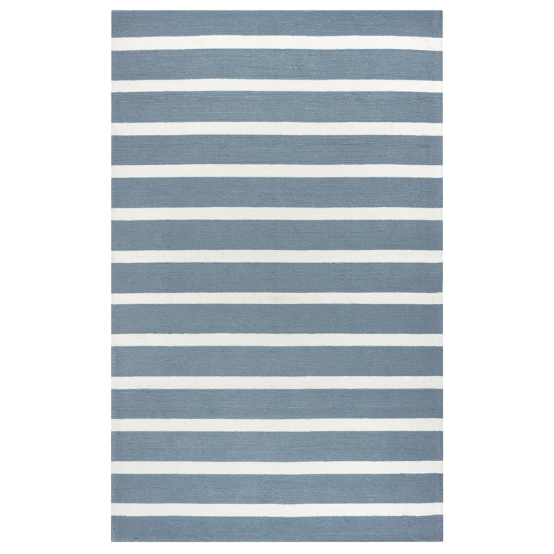 Tapis intérieur/extérieur gris touffeté rayé Malakoff, Rectangle 5 pi x 7 pi 6 po