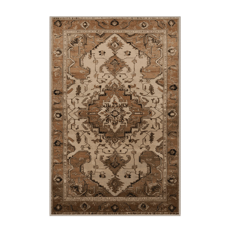 Machine Washable Persian Brown Area Rug, Runner 2' x 4'