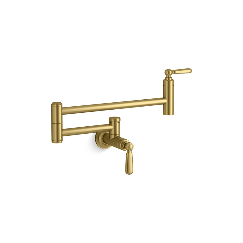 Edalyn by Studio McGee Wall-Mount Pot Filler, Vibrant Brushed Moderne Brass