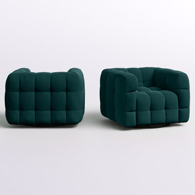Ashyiah 38" Wide Tufted Swivel Chair with Square Arm
