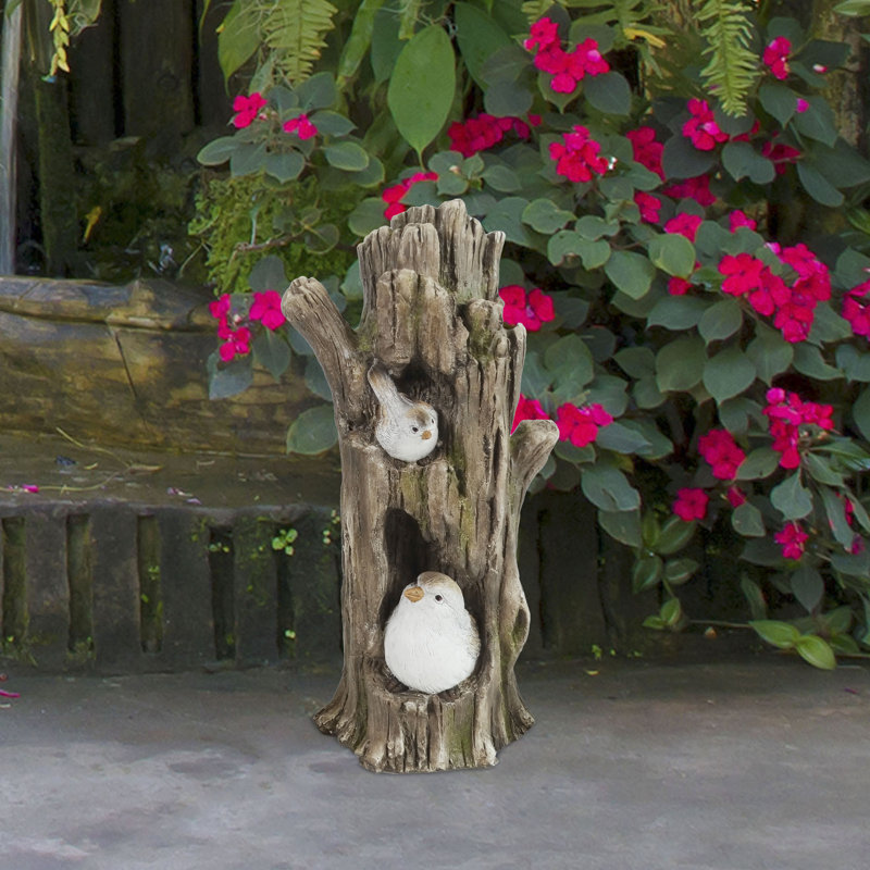 Birds in a Tree Trunk Statue