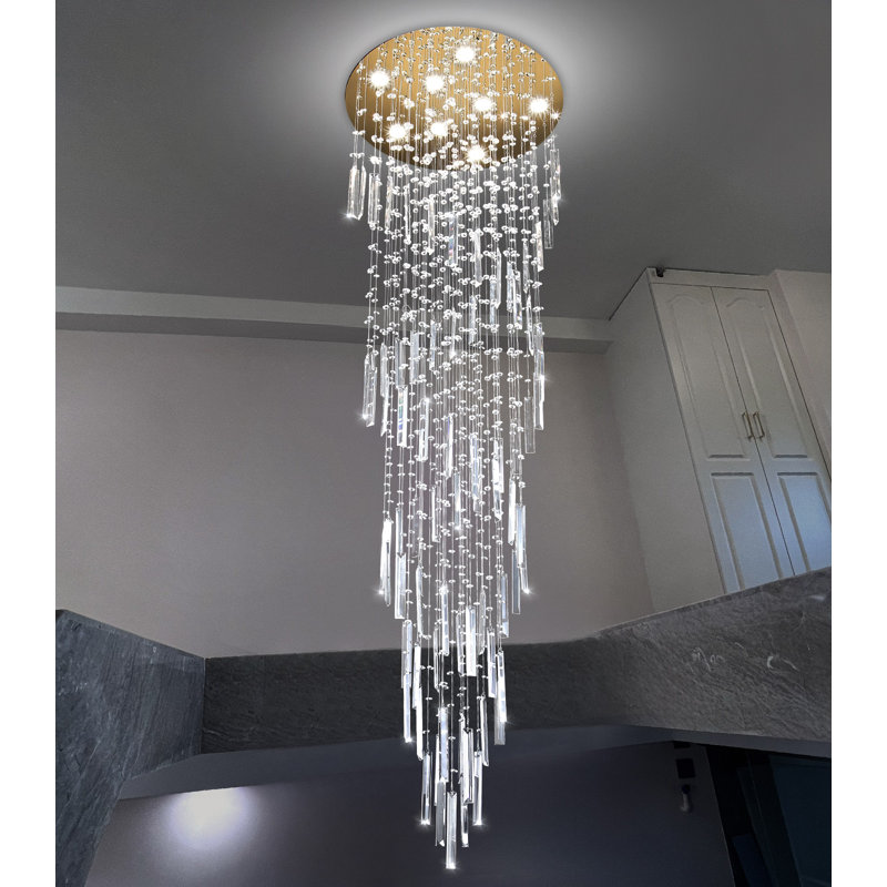 Lustre en cristal Modern Glam, H 78 po x l 24 po x P 24 po, Doré, 8 lumières