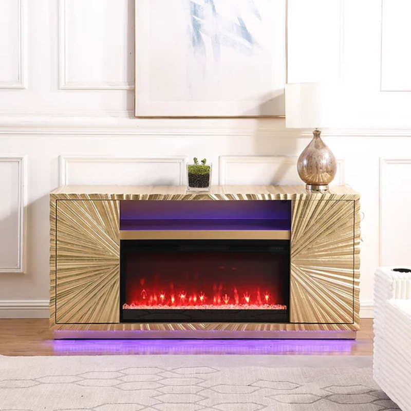 Helios Leaf Fireplace, Gold