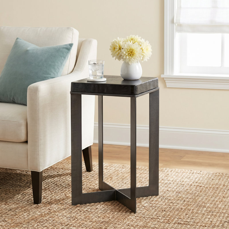 Lennie End Table, Burnished Charcoal, Moss
