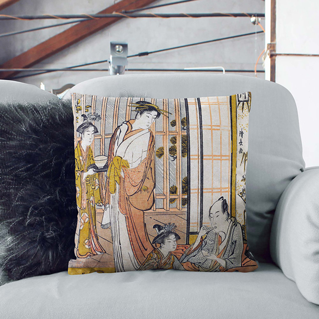 Forgetting Filial Piety by Torii Kiyonaga Cushion with Filling