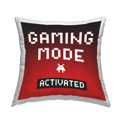 Red Gaming Mode Activated Outdoor Printed Pillow by Yass Naffas Designs