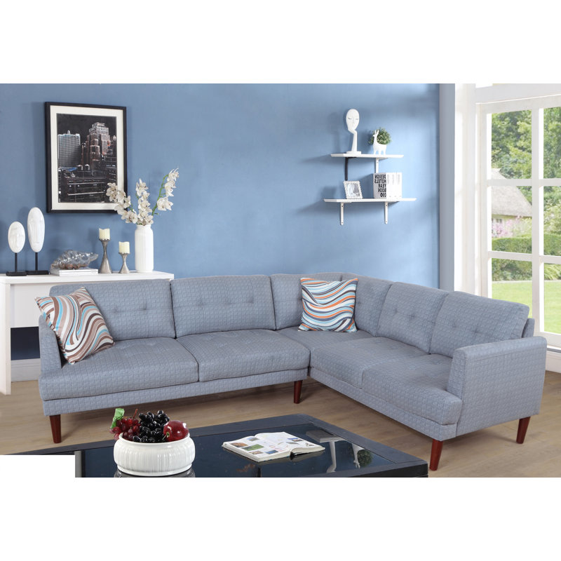 Canapé et chaise, 33 po H x 95 po L x 75 po P, Orienté à gauche (vu de face), Lin gris