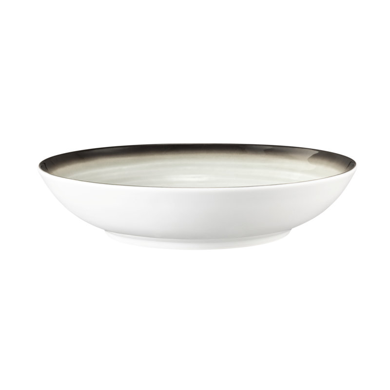 12 Piece Porcelain Dinnerware Set - Service for 6, White/Black