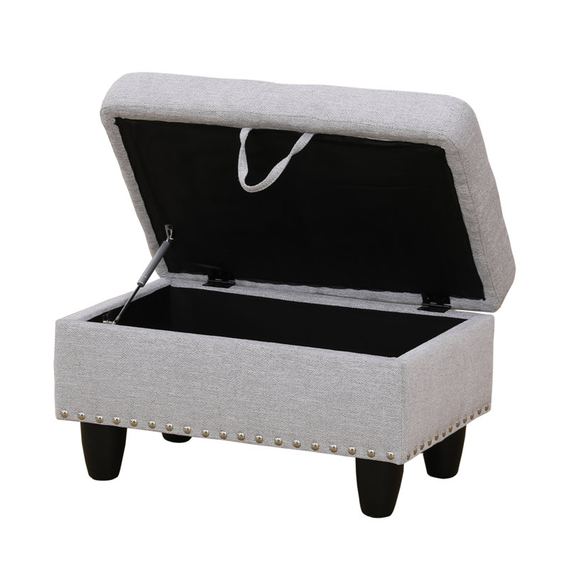 Andikan Upholstered Ottoman, White Linen