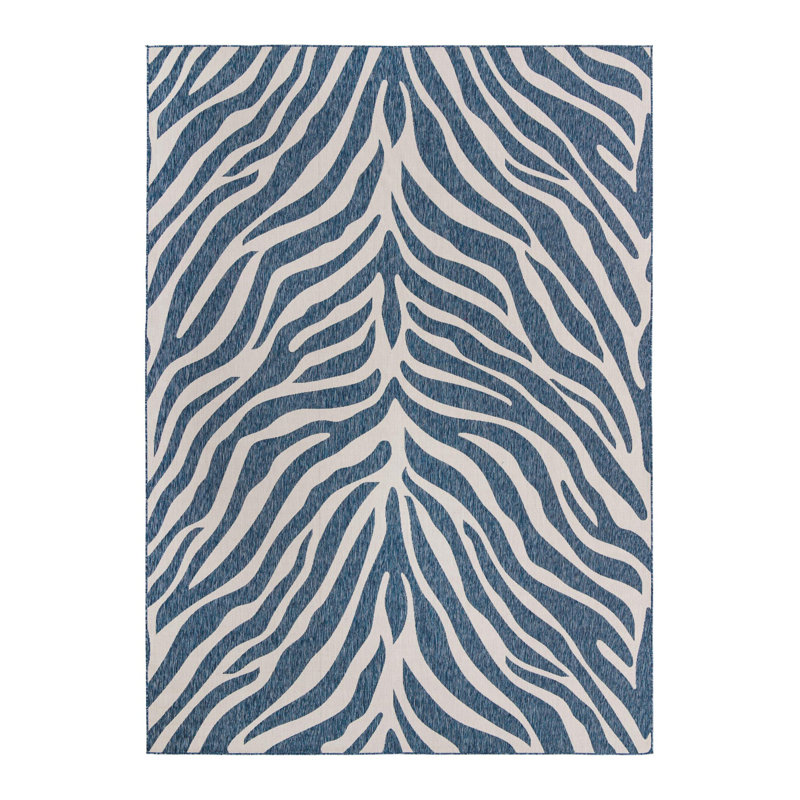 Tapis intérieur / extérieur bleu Itchington, Rectangle de 10 pi x 14 pi