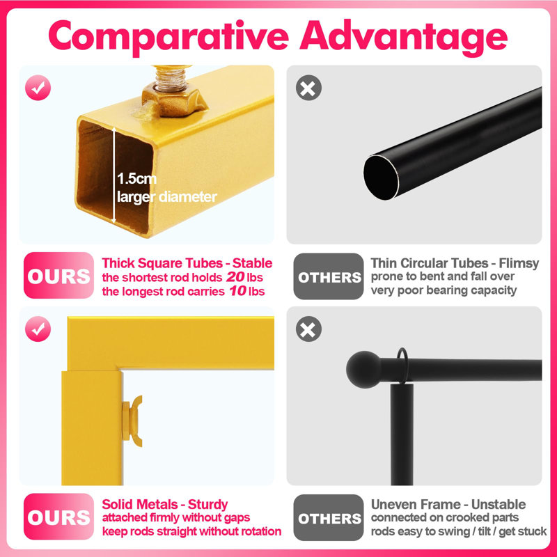 Over The Table Rod Stand with Clamps Adjustable, Gold