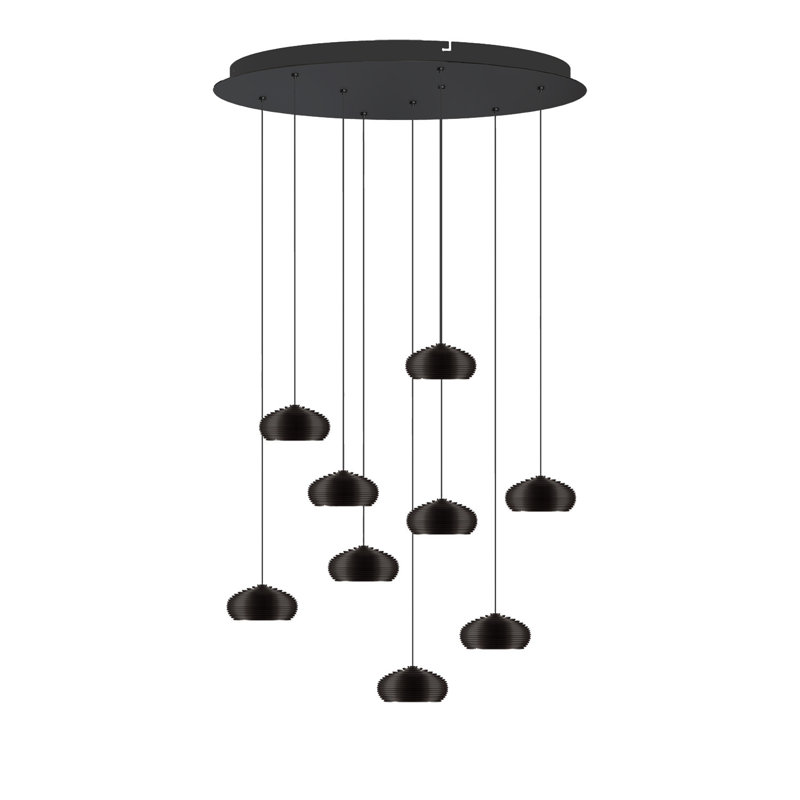 Luminaire suspendu en forme de dôme à DEL 9 lumières Chana, Noir mat