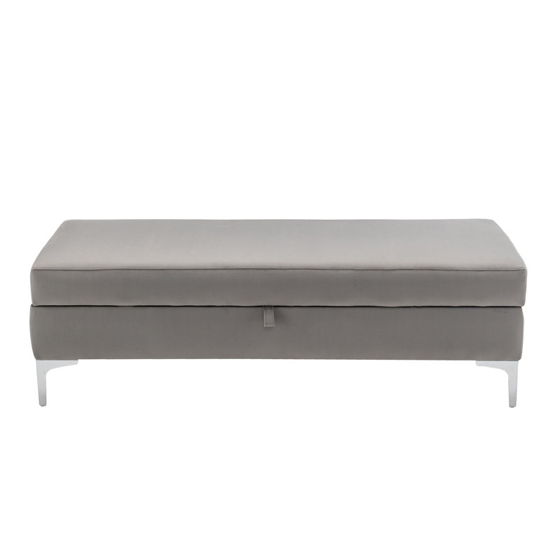 Marius Velvet Storage Bench, Gray