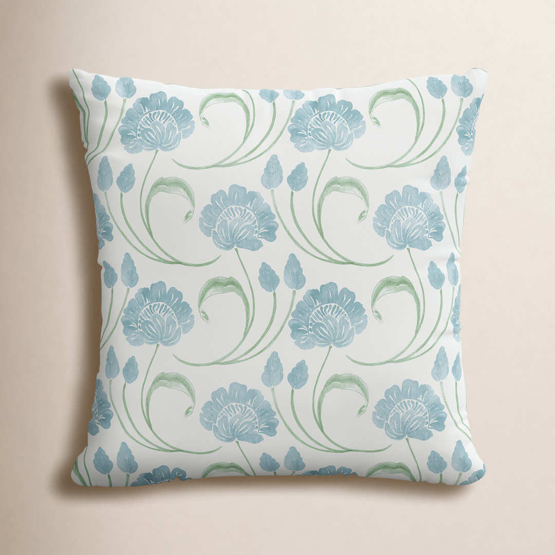 Cleo Floral Sage Decorative Square Cotton Pillow Skyline Furniture