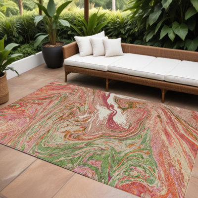 Tapis intérieur lavable abstrait 9 pi x 12 pi Coral