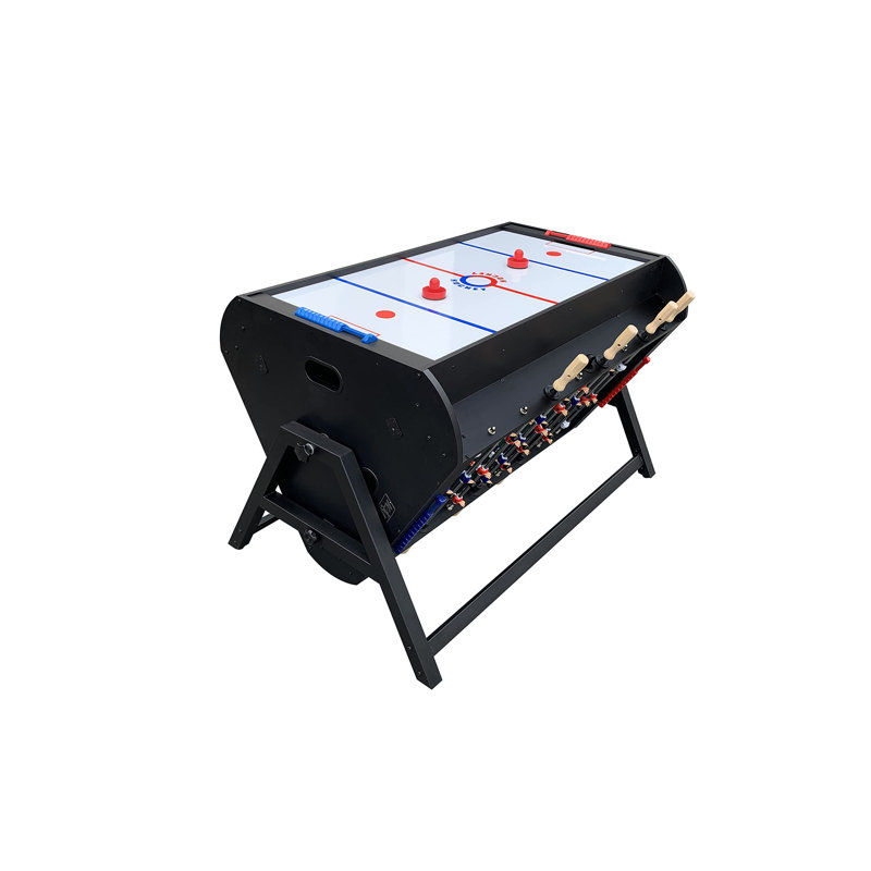 Triplex 55" Black and Wood 3-in-1 Rotating Game Table
