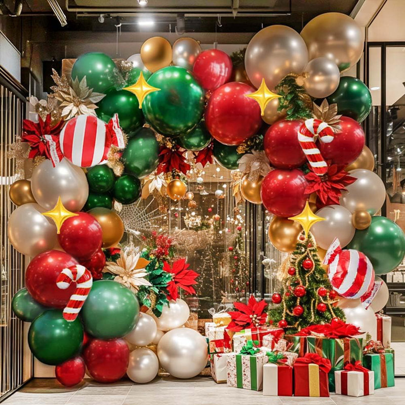 Guirlande de Noël rouge et verte avec guirlande de ballons