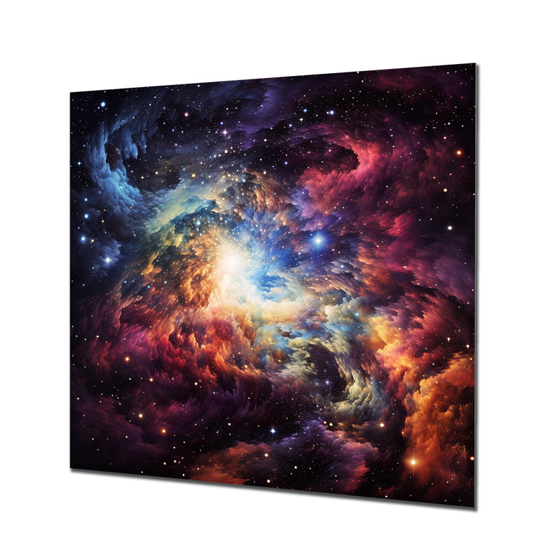«Rose and Orange Nebula Vortex IV - Galaxies», art mural en métal, H 16 po x l 16 po x P 1 po