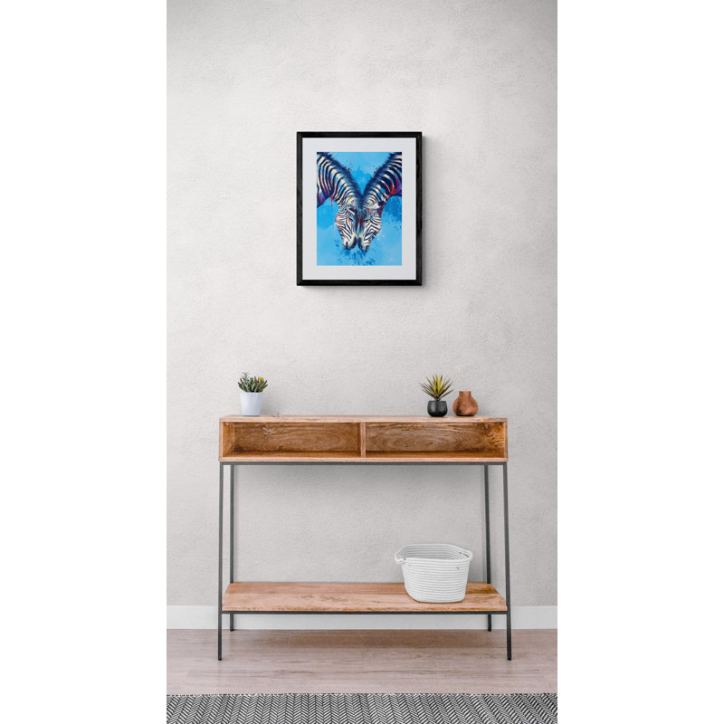 Friendship, Zebra Illustration Print by Flo Meylan, Black Framed Paper, 20" H x 16" W
