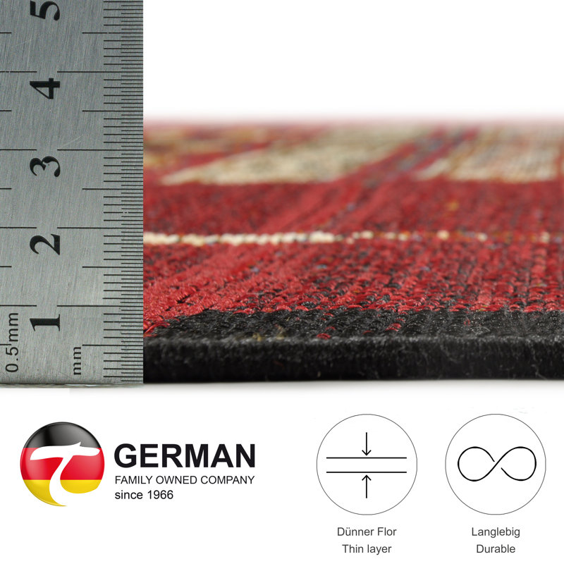 Dermot Flatweave Red Rug, Rectangle 60 x 100cm