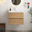 Meuble-lavabo mural 24 po moderne en chêne brut avec lavabo intégré en céramique avec trop-plein, avec 3 trous-271267098-271267096