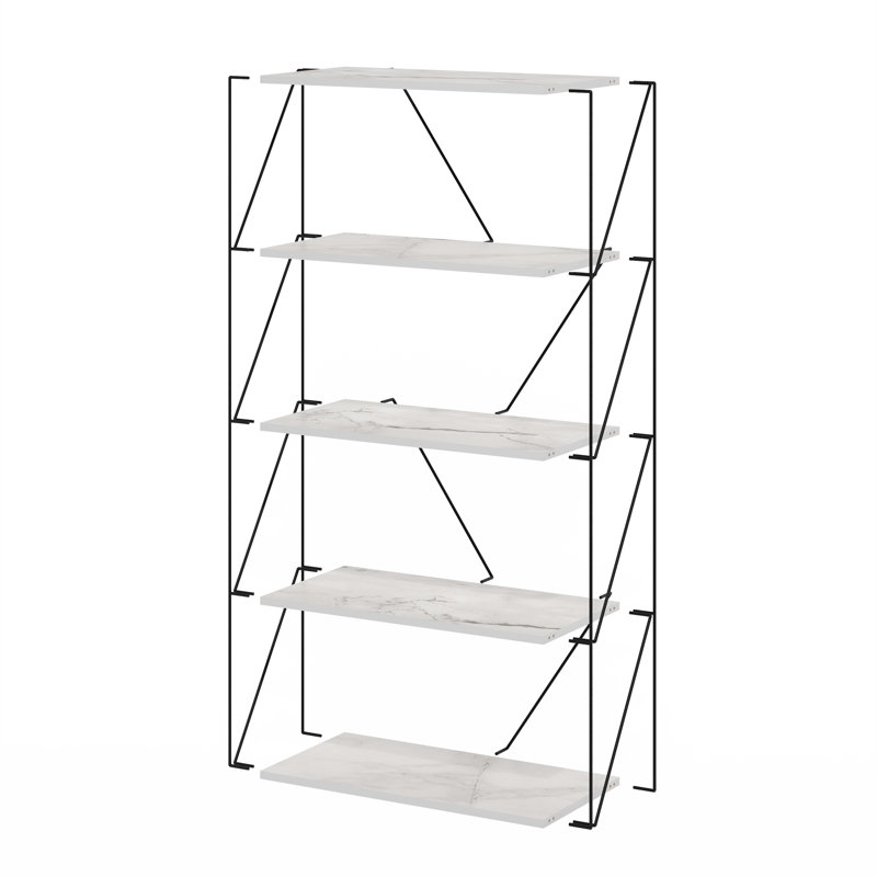 Besi 59.99cm W Metal Shelving Unit, Marble White