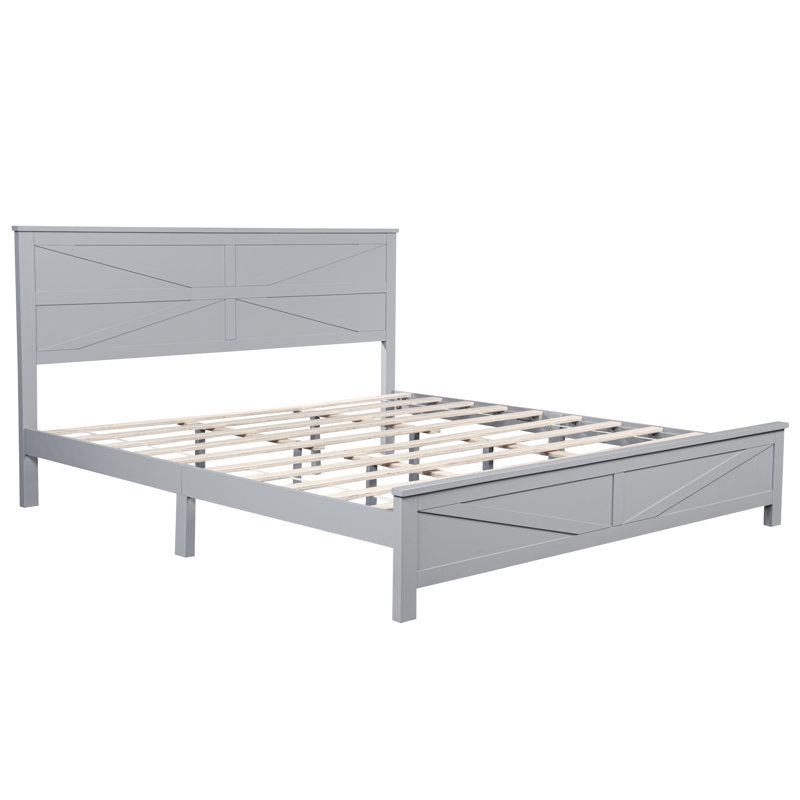 Tête de lit et pied de lit de style rustique avec porte de grange Rustico, King, Grey