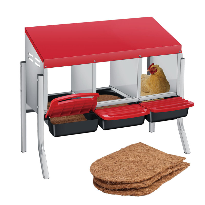 Boîtes de nidification pour poulets, boîte de nidification à 3 compartiments avec pattes de support pour la ponte des œufs