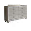 Commode 6 tiroirs avec bordure en miroir et boutons décoratifs