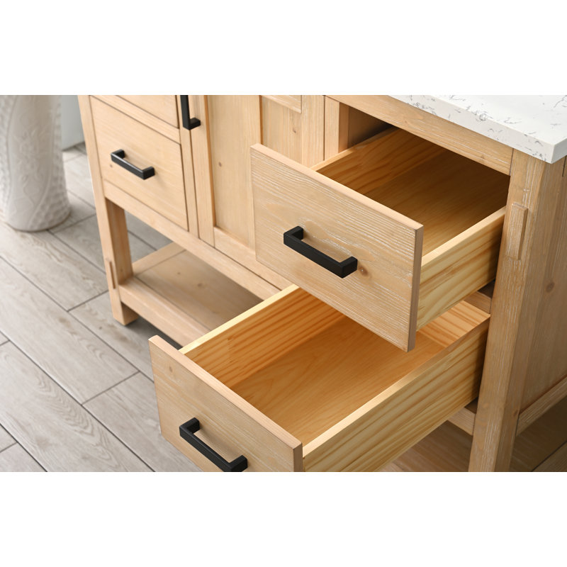 Seddon 42'' Free Standing Single Bathroom Vanity with Engineered Stone Top