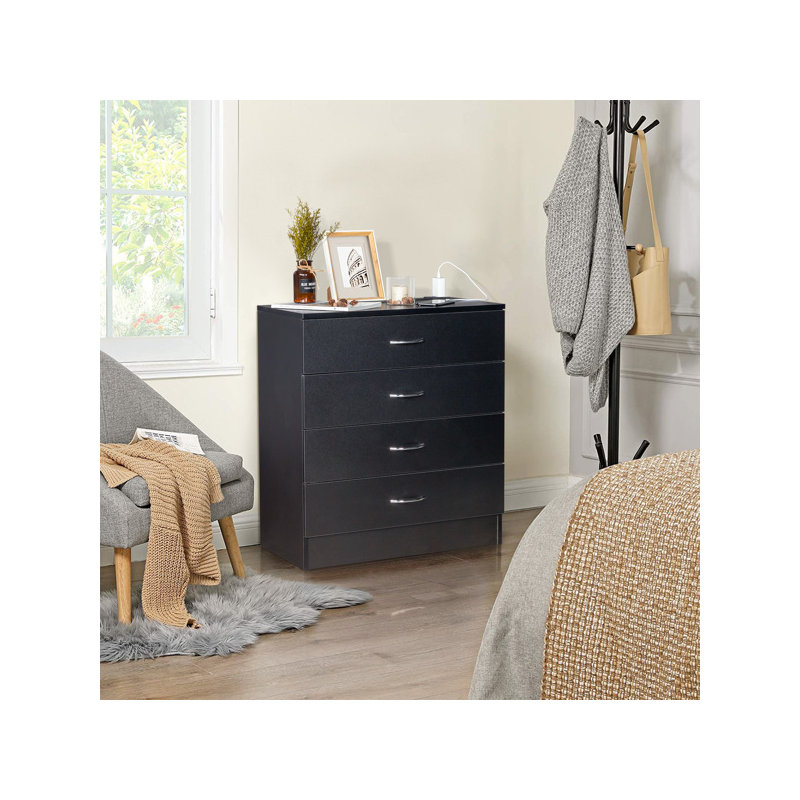 Commode brune à 5 niveaux avec 5 tiroirs et poignées dorées mattes