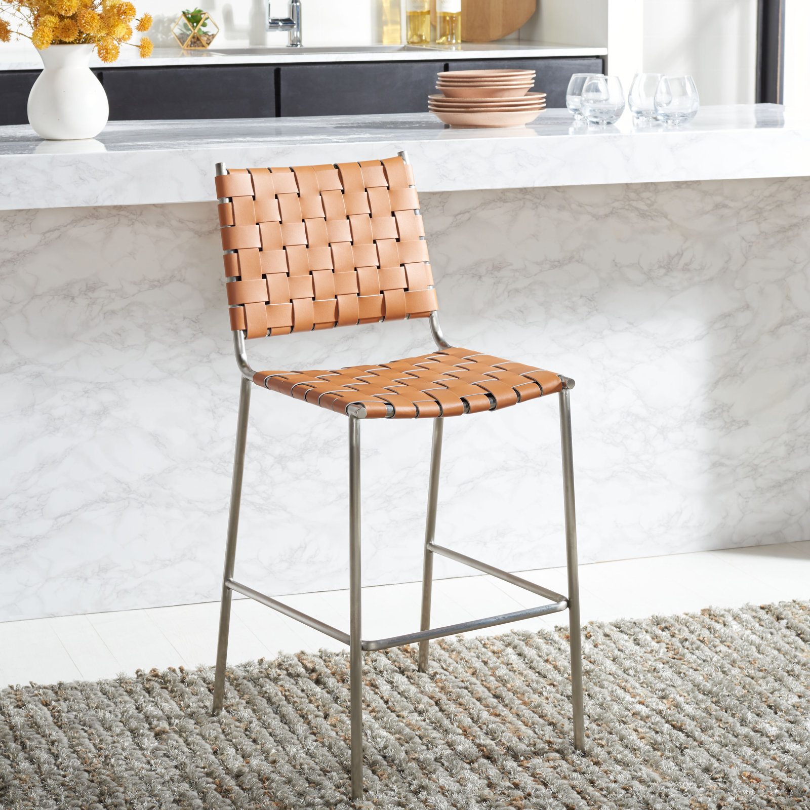 Ryland 26" Counter Stool, Brown, Sliver