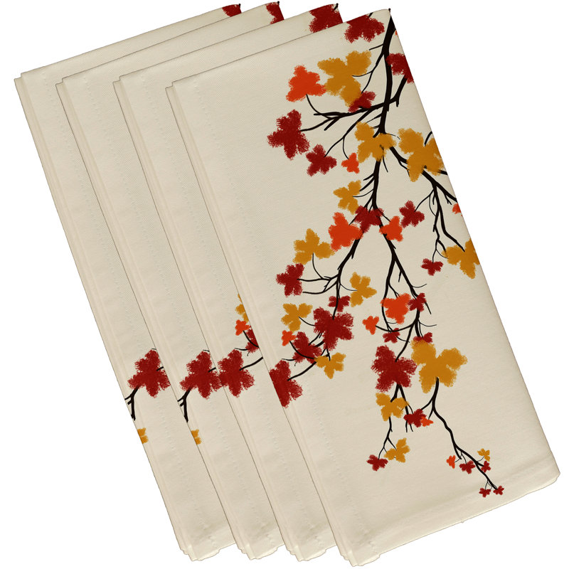 Polyester Floral Square Napkin, 18" W x 18" L, Orange