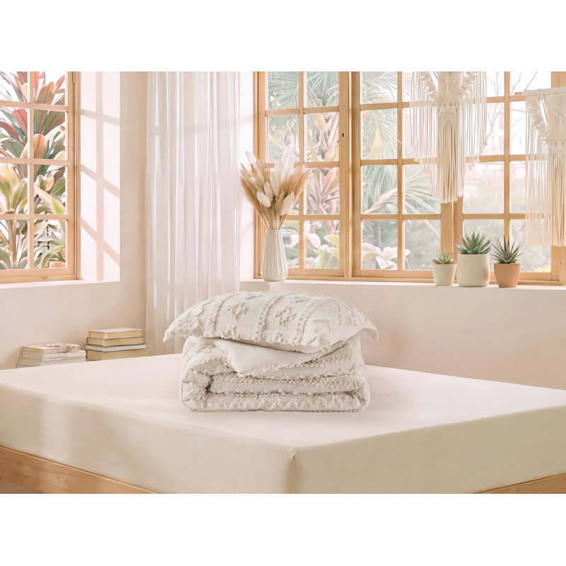 Ensemble d'édredon en microfibre toutes saisons, Beige, Édredon pour lit simple + 1 taie décorative stan