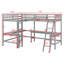 Lit mezzanine en bois avec échelle en L et 2 bureaux intégrés en L-997362332