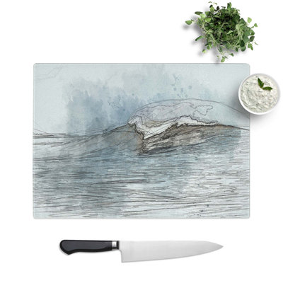 Tempered Glass Wave Rising in Abstract Chopping Board