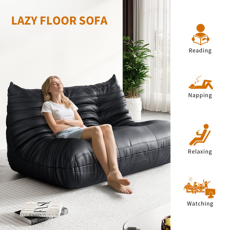 Trule Armless 2-Seat Lazy Sofa Bean Bag Sofa Floor Chair For