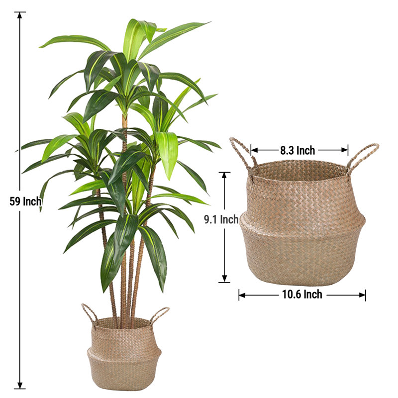 Pot à fleurs artificiel Dracaena, H 19,69 po x l 59,06 po x P 19,69 po